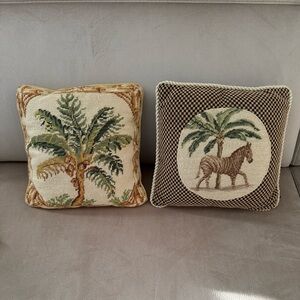 Tropical Palm and Zebra Throw Pillows